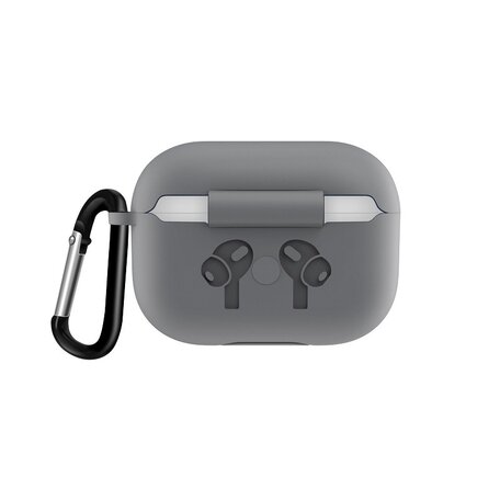 AirPods Pro / AirPods Pro 2 siliconen hoesje met karabiner haak - Grijs