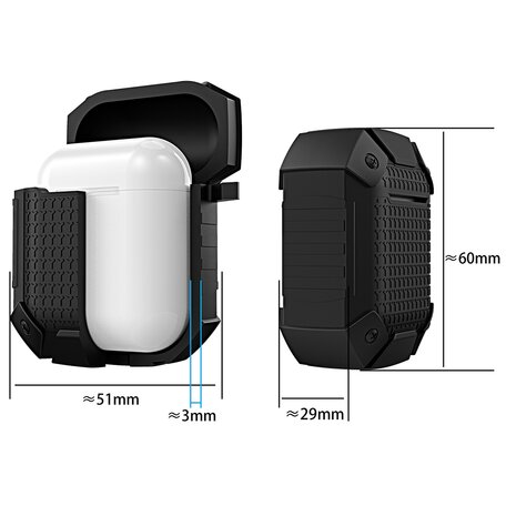 AirPods 1/2 hoesje schokbestendige harnas - soft case - zwart