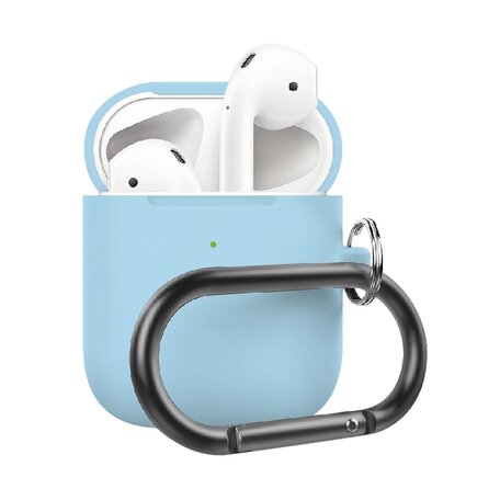 AirPods 1/2 hoesje siliconen chargebox Series - soft case - licht blauw - UV bescherming