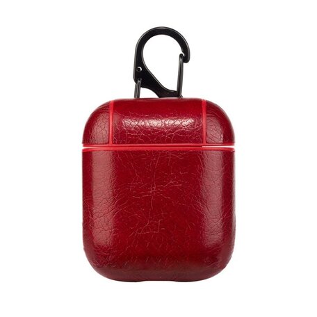 AirPods 1/2 hoesje Litchi PU Series - hard case - Rood