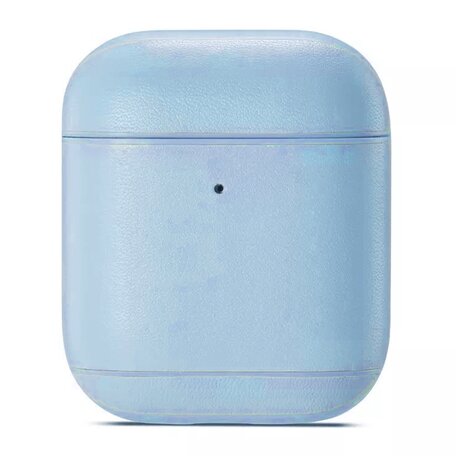 AirPods 1/2 hoesje Genuine Leather Series - hard case - licht blauw