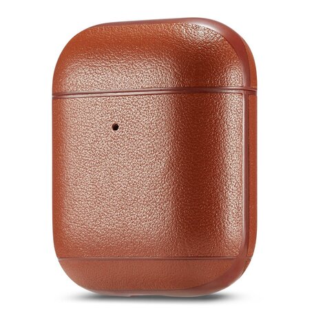 AirPods 1/2 hoesje Genuine Leather Series - hard case - licht bruin