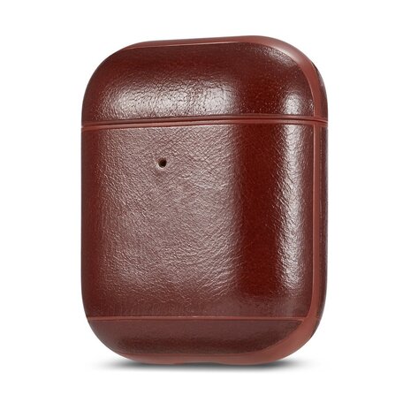 AirPods 1/2 hoesje Genuine Leather Series - hard case - donker bruin