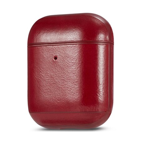 AirPods 1/2 hoesje Genuine Leather Series - hard case - rood