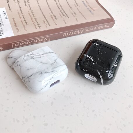 AirPods 1/2 hoesje Marble series - hard case - Marble wit - Schokbestendig