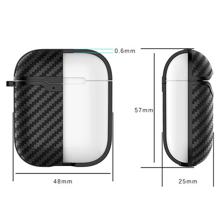 AirPods carbon fiber hoesje voor AirPods 1/2 - Groen + handige clip