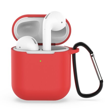 AirPods siliconen hoesje voor AirPods 1/2 - Rood + handige clip