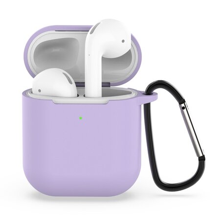 AirPods siliconen hoesje voor AirPods 1/2 - Paars + handige clip