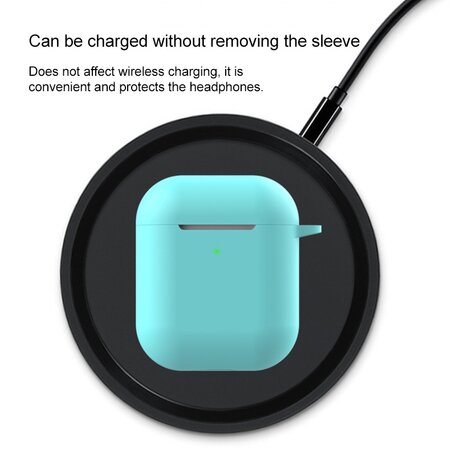 AirPods siliconen hoesje voor AirPods 1/2 - Khaki + handige clip