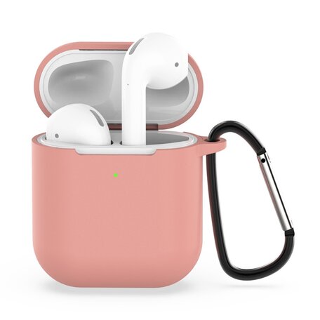 AirPods siliconen hoesje voor AirPods 1/2 - Roze + handige clip
