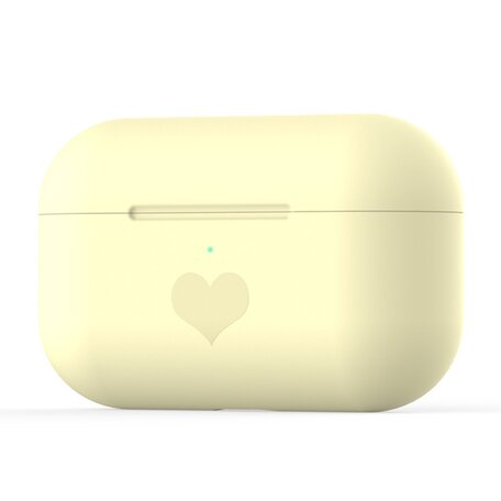 AirPods Pro met hartje - Siliconen hoesje - Geel