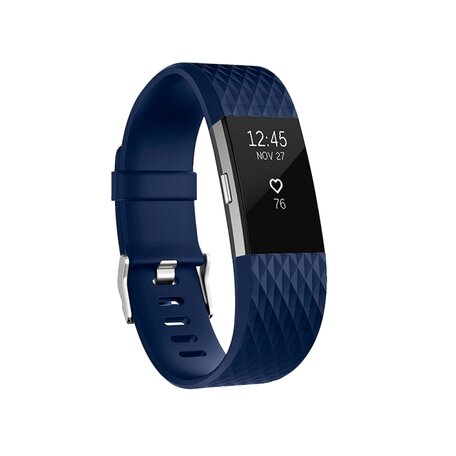 Fitbit Charge 2 siliconen bandje - Maat: Large - Donker blauw