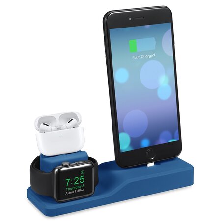 3 in 1 houder geschikt voor Apple Watch & Airpods & iPhone - Blauw