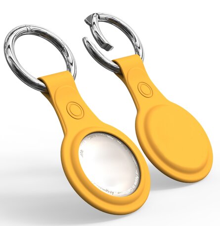AirTag case - TPU Hard siliconen hoesje voor Apple AirTags, met sleutelclip - geel