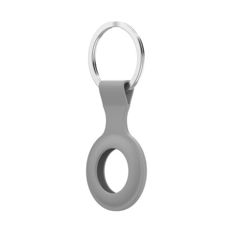 AirTag case - draagbare silicone beschermhoes voor Apple AirTags, met sleutelhanger - grijs