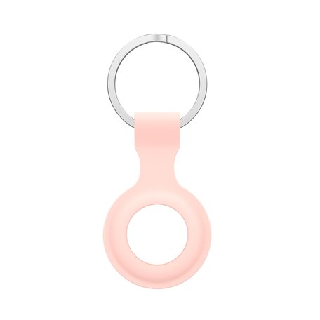 AirTag case - draagbare silicone beschermhoes voor Apple AirTags, met sleutelhanger - licht roze