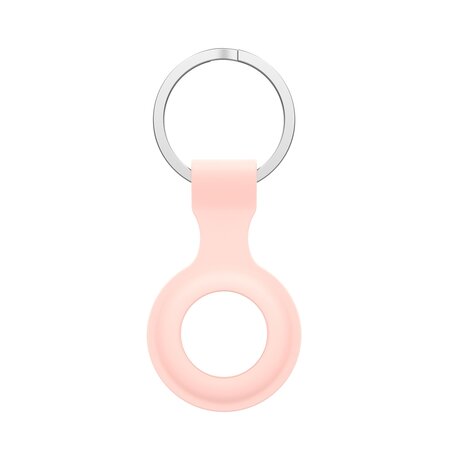 AirTag case - draagbare silicone beschermhoes voor Apple AirTags, met sleutelhanger - licht roze
