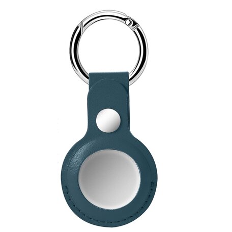AirTag case leather series - leren AirTag sleutelhanger met ring - blauw