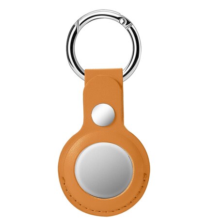 AirTag case leather series - leren AirTag sleutelhanger met ring - geel