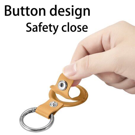 AirTag case leather series - leren AirTag sleutelhanger met ring - geel