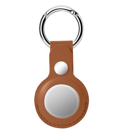 AirTag case leather series - leren AirTag sleutelhanger met ring - bruin