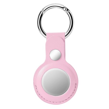 AirTag case leather series - leren AirTag sleutelhanger met ring - roze