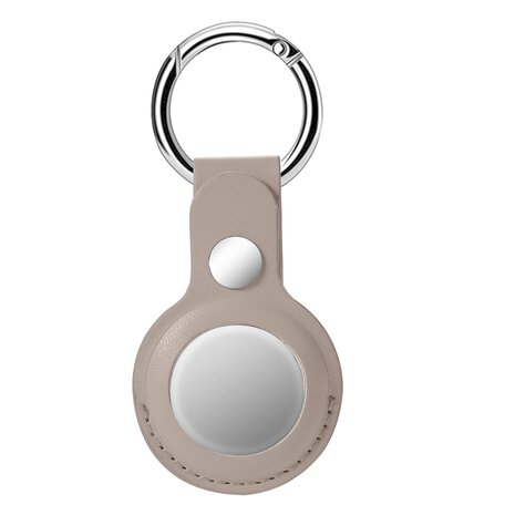 AirTag case leather series - leren AirTag sleutelhanger met ring - grijs