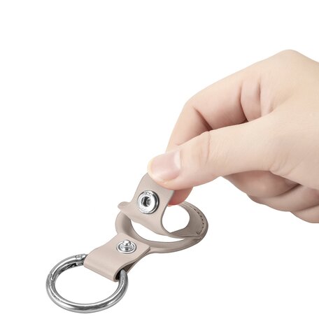 AirTag case leather series - leren AirTag sleutelhanger met ring - grijs