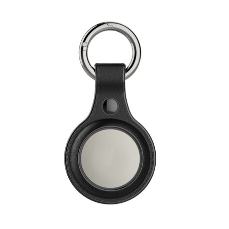 AirTag case Litchi Texture series - siliconen sleutelhanger met ring - zwart