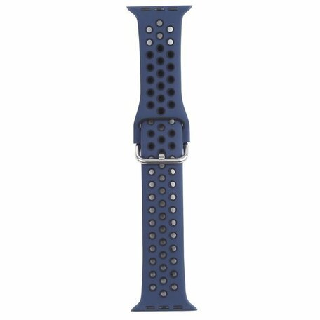 Siliconen sportband met gesp - Donkerblauw + Zwart - Geschikt voor Apple Watch 42mm / 44mm / 45mm