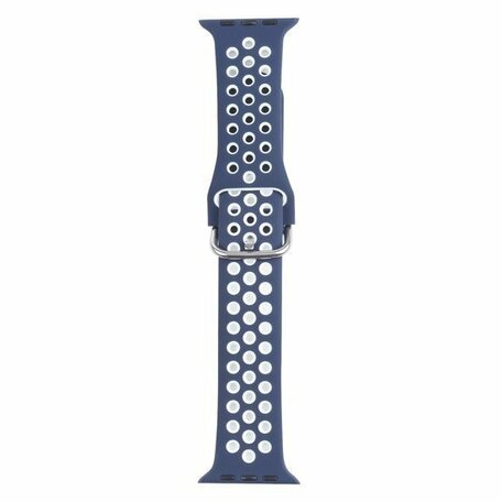 Siliconen sportband met gesp - Blauw + Wit - Geschikt voor Apple Watch 42mm / 44mm / 45mm / 49mm