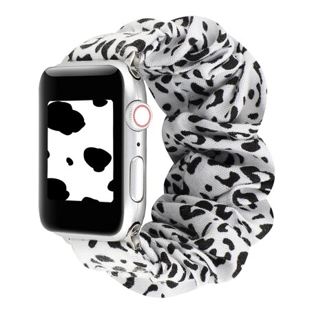 Elastisch Polsbandje - Wit / zwart - Geschikt voor Apple Watch 42mm / 44mm / 45mm