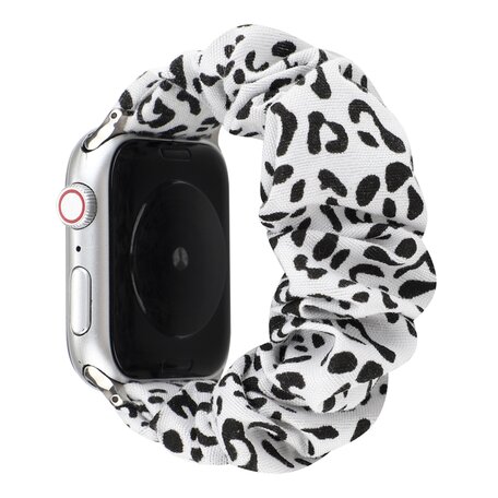 Elastisch Polsbandje - Wit / zwart - Geschikt voor Apple Watch 42mm / 44mm / 45mm
