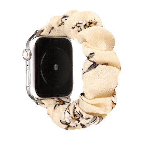 Elastisch polsbandje - Bloemenprint donker - Geschikt voor Apple Watch 42mm / 44mm / 45mm