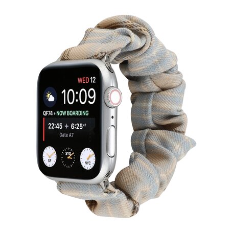 Elastisch polsbandje - Khaki / Lichtblauw - Geschikt voor Apple Watch 42mm / 44mm / 45mm
