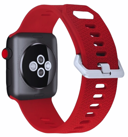 Siliconen bandje met motief - Rood - Geschikt voor Apple Watch 42mm / 44mm / 45mm