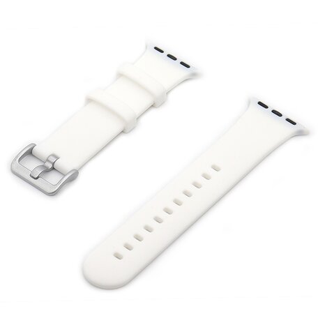 Rubberen sportbandje met gesp - Wit - Geschikt voor Apple Watch 42mm / 44mm / 45mm