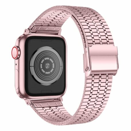 Metalen bandje - Rosé roze - Geschikt voor Apple watch 42mm / 44mm / 45mm / 49mm