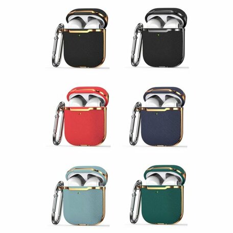 AirPods 1/2 hoesje - Hardcase - Plated series - Groen + Goud