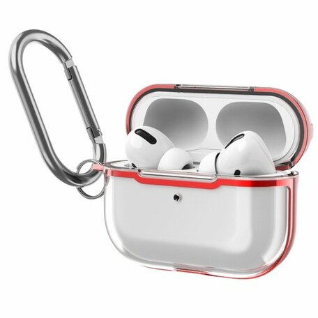 AirPods Pro / AirPods Pro 2 hoesje - TPU - Split series - Transparant / Rood