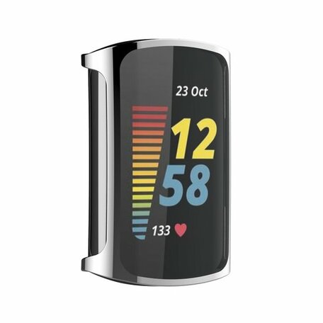 Fitbit Charge 5 siliconen case (volledig beschermd) - Zilver