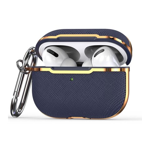 AirPods Pro hoesje - Hardcase - Plated series - Donkerblauw + goud