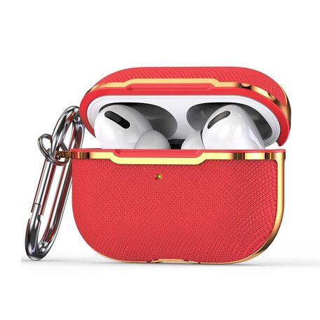 AirPods Pro / AirPods Pro 2 hoesje - Hardcase - Plated series - Rood + goud