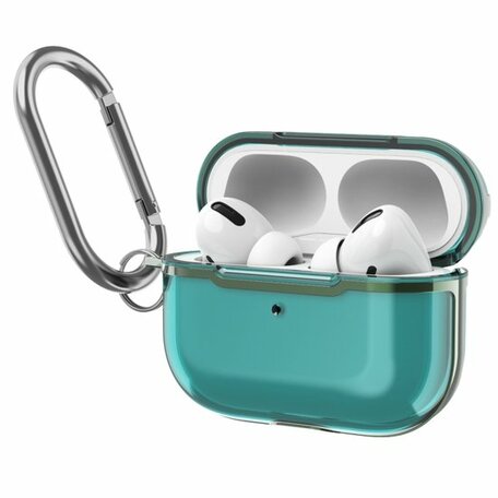 AirPods Pro / AirPods Pro 2 hoesje - TPU - Split series - Groen (transparant)