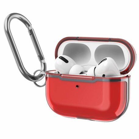 AirPods Pro / AirPods Pro 2 hoesje - TPU - Split series - Rood + Zwart (transparant)