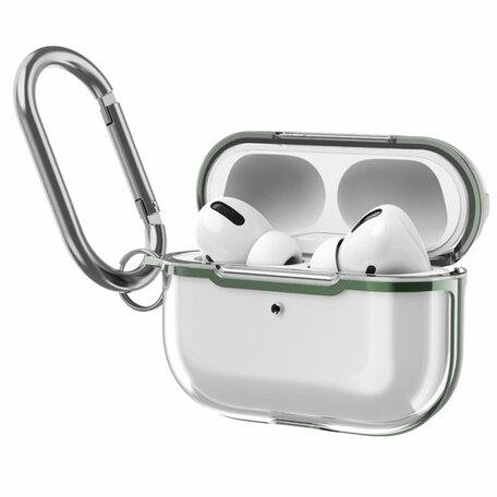 AirPods Pro / AirPods Pro 2 hoesje - TPU - Split series - Transparant / Groen
