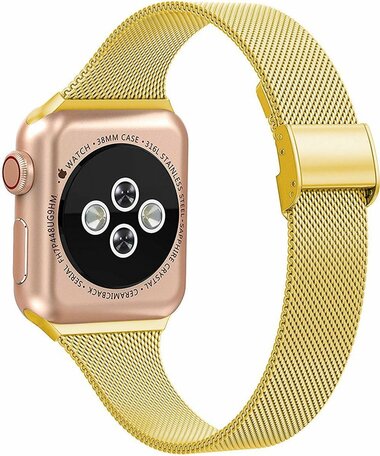 Milanese slim fit bandje - Goud - Geschikt voor Apple Watch 42mm / 44mm / 45mm