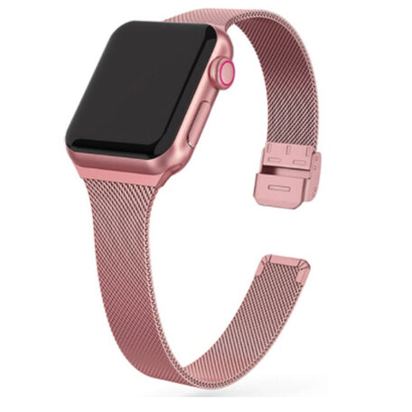 Milanese slim fit bandje - Rosé goud - Geschikt voor Apple Watch 42mm / 44mm / 45mm