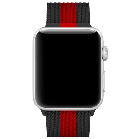 Milanese RVS bandje - Zwart met rood - Geschikt voor Apple Watch 38mm / 40mm / 41mm