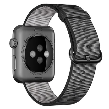Nylon bandje - Zwart - Geschikt voor Apple Watch 42mm / 44mm / 45mm